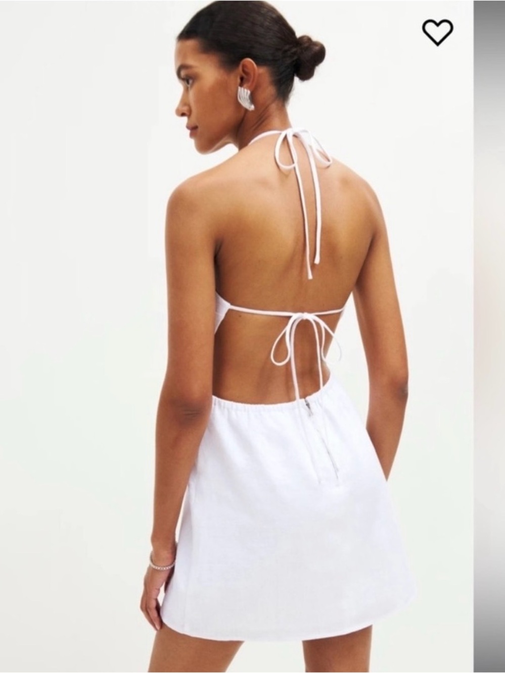 Reformation White Mabli 100% Linen Halter Mini Dress Sz 10 Open Back
